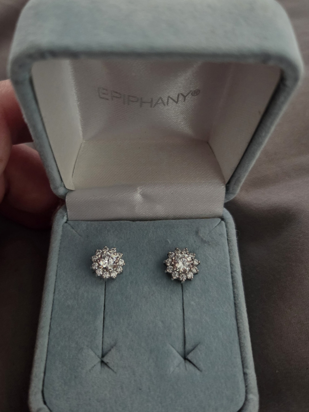Silver-Tone Clear Crystal Cluster Stud Earrings - White